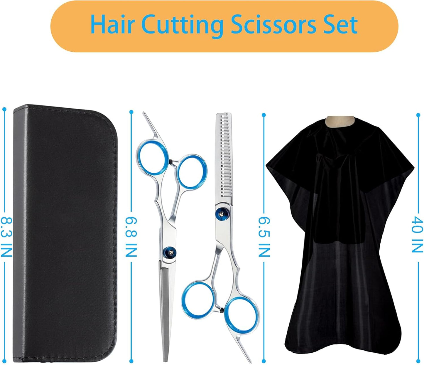 15 pcs Hair Cutting Scissors Professional, Thinning Shears for Hair Cutting, Stainless Steel Barber Scissors, Lengnoyp Haircut Scissors Hair Cutting Kit for Women, Men