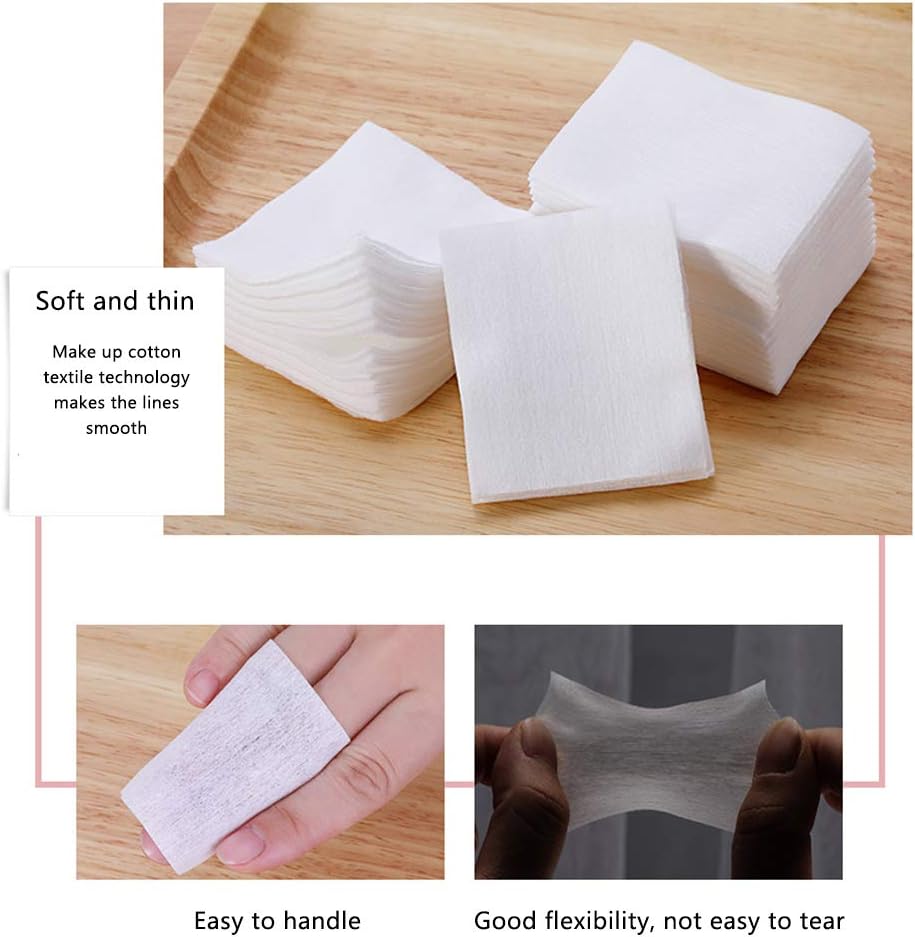 1000 PCS Thin Makeup Facial Cotton Pads, Square Facial Lips Eyes Makeup Remover Pads, Nails Polish Remover Cotton Pads, Non-Woven, Soft, Lint Free