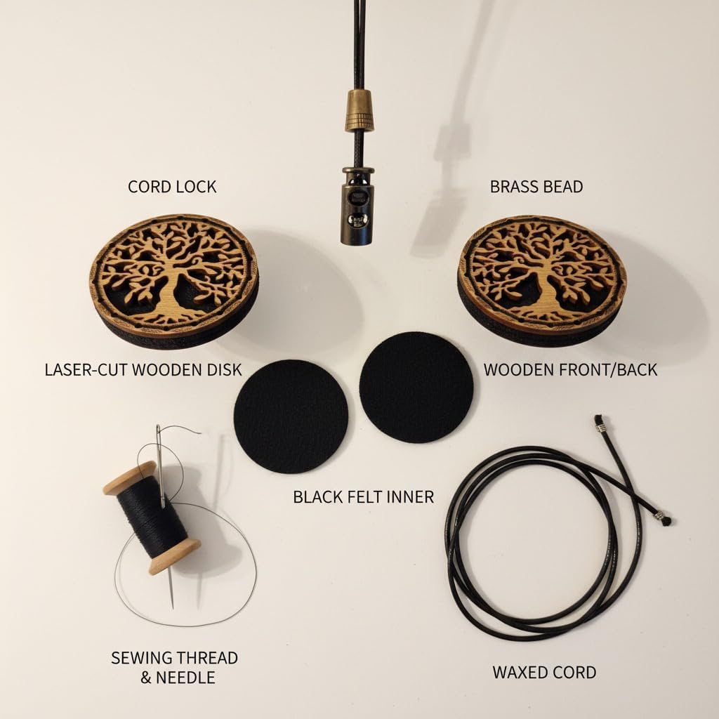 Wood Car Air Freshener — Handmade Car Air Freshener — Tree Of Life Designed Fragrance Oil Diffuser in Wooden Gift Box — Aromatherapy Gift Set with Coffee Beans Fragrance Oil - 10 ml