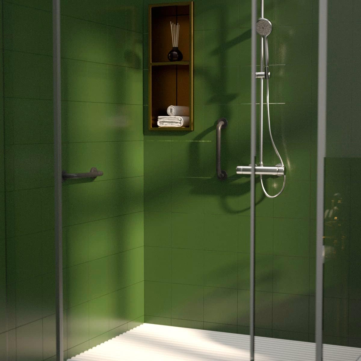 12 Inch Shower Grab Bar Oil Rubbed Black, Munzong Anti Slip Bathroom Grab Bar, Knurled Bathroom Balance Bar, Safety Hand Rail Support Handicap Elderly Injury Senior Assist Bath Handle