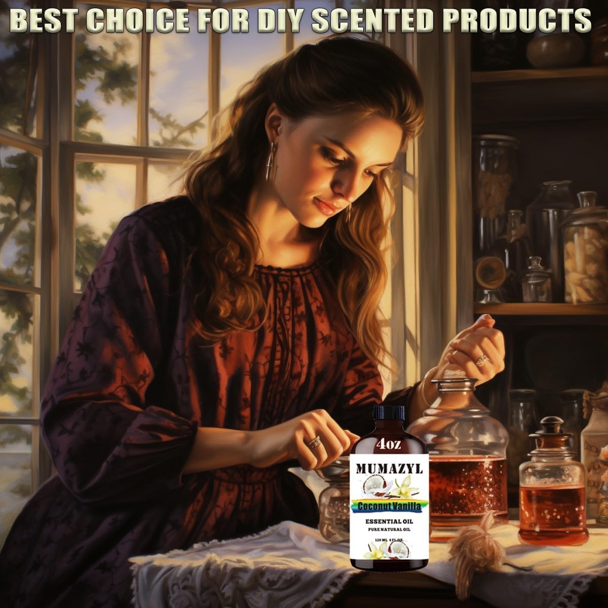 Coconut Vanilla Essential Oil, Coconut Vanilla Oil 4 Fl Oz 120ML for Diffuser Humidifier Yoga Cleaning DIY Candle Soap Making Essential Oils