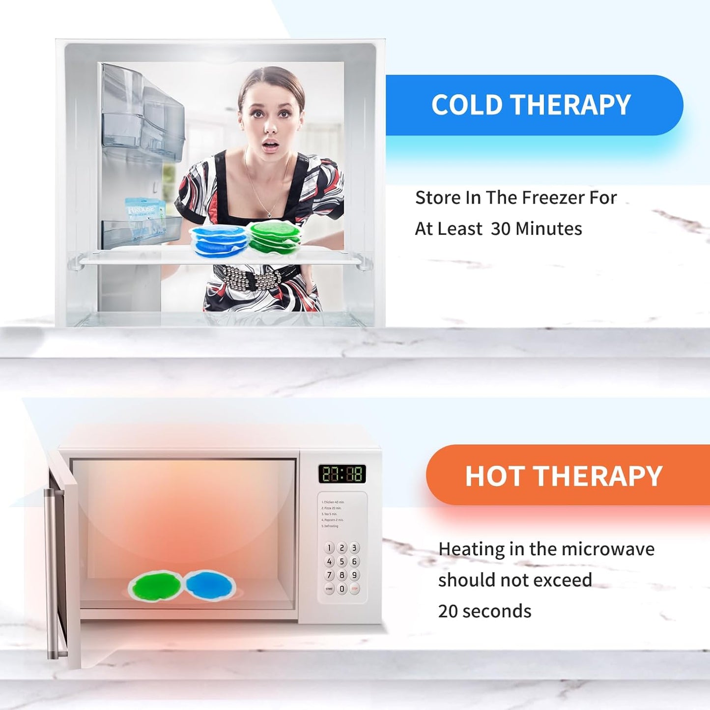 12 Pack Ice Pack for Injuries Reusable,Hot & Cold Gel Ice Pack for Face,Eyes,Teeth,Foot,Headache,Allergies,Shoulder Pain Relief,Warm & Cold Compress for Boo Boos,Students(6Blue+6Green)