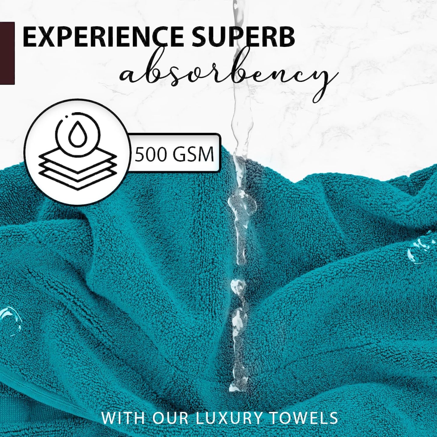 100% Cotton Bath Towels, 24x48 Pack of 6 Towels, Quick Dry, Highly Absorbent, Soft Feel Towel, Gym, Spa, Bathroom, Shower, Pool, Luxury Soft Towels (Teal, KC-2448-6-TEAL)