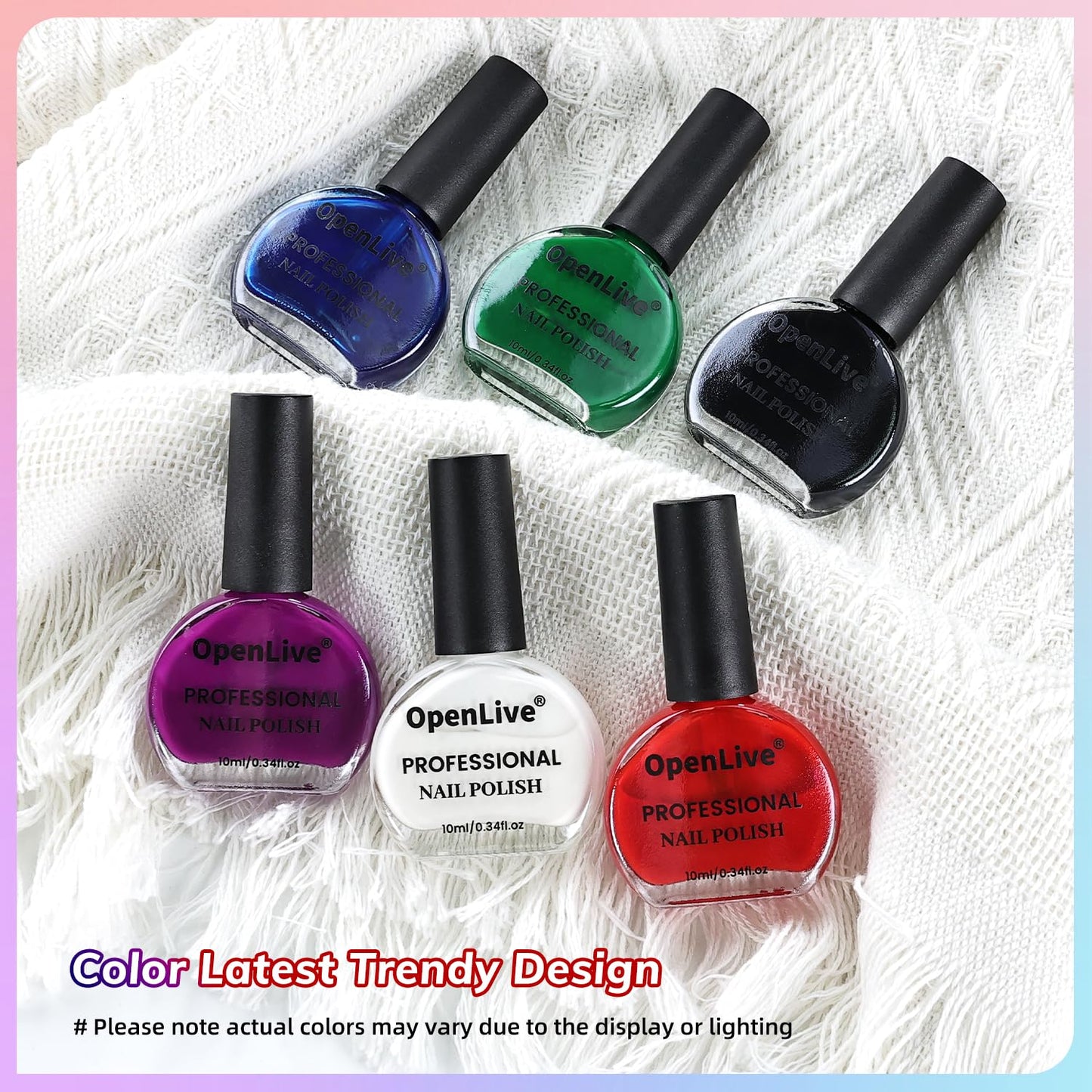 10ml Nail Polish Set 6 Colors Black White Red Deep Blue Dark Green Deep Purple All Seasons Neutral Color Quick Dry Nail Polish Set for Women Salon DIY Nail Art