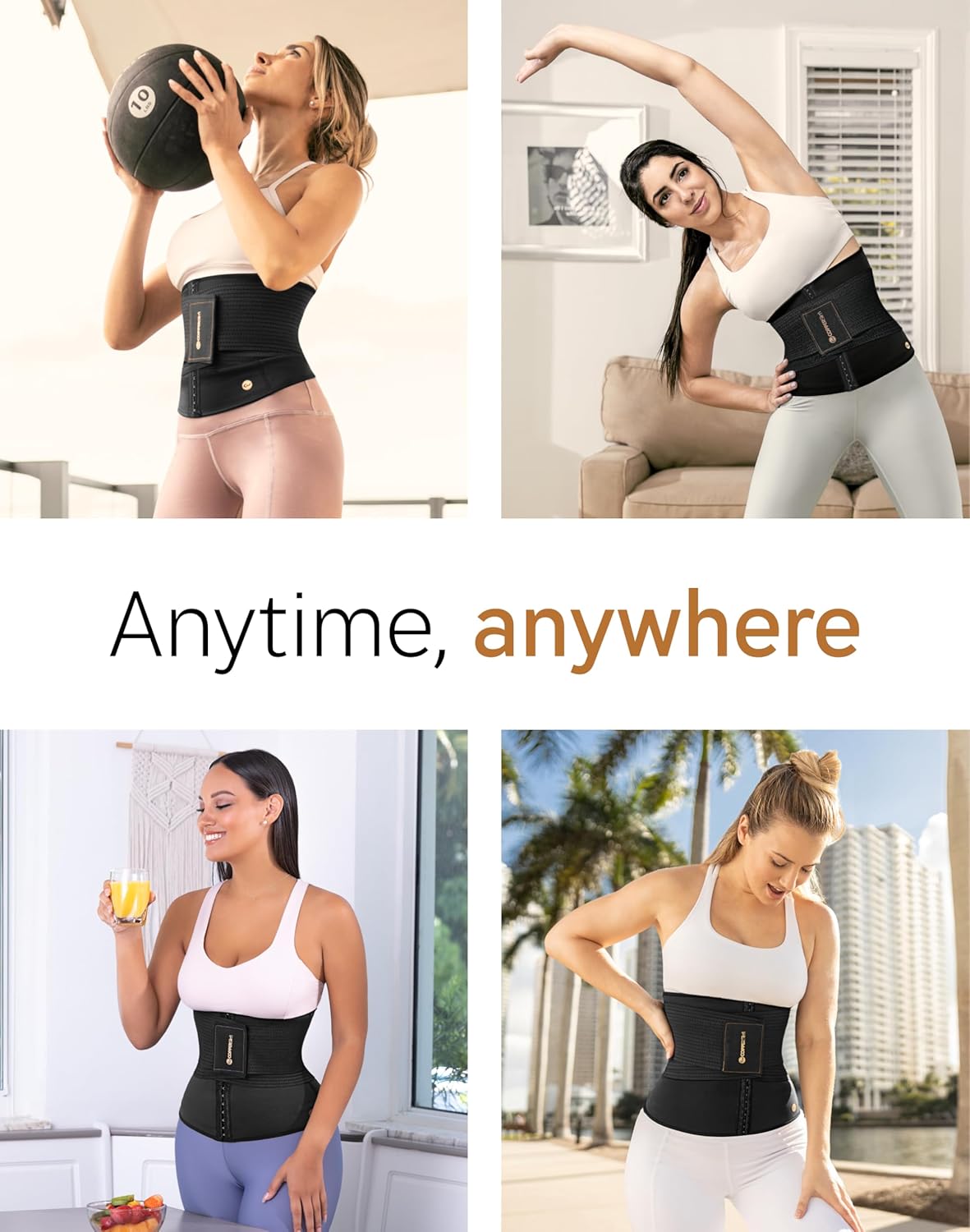COPPER SLIM Women’s Hourglass Body Sculpting Kit - Waist Cincher & Waist Trainer with Sweat Fabric for Full-Body Slimming
