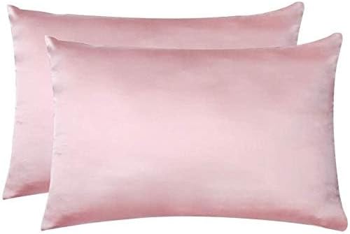 100% Mulberry Silk Pillowcases Set of 2 for Hair and Skin and Super Soft and Breathable King Size Nature Silk Pillowcases (King, Pink)