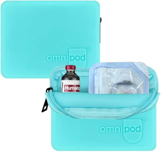Omnipod Protective Travel Case | Silicone Storage fits an Insulin Vial and One Pod| Diabetic Care Products | Diabetes Supplies Organizer (Aqua)