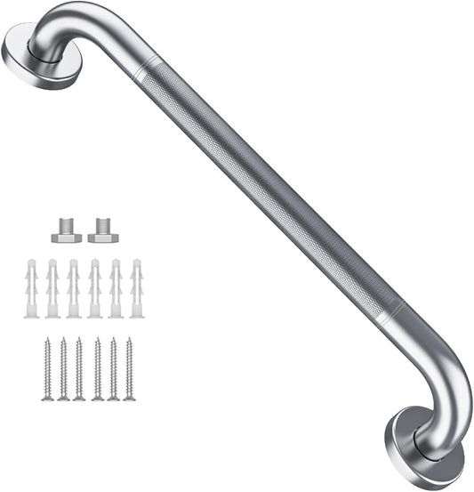 16 Inch Anti Slip Shower Grab Bar, Munzong Stainless Steel Bathroom Grab Bar, Satin Brushed Nickel Knurled Bathroom Balance Bar,Safety Hand Rail Support Handicap Elderly Senior Assist Bath Handle