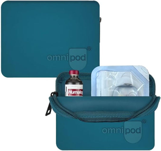 Omnipod Protective Travel Case | Silicone Storage fits an Insulin Vial and One Pod| Diabetic Care Products | Diabetes Supplies Organizer (Teal Blue)
