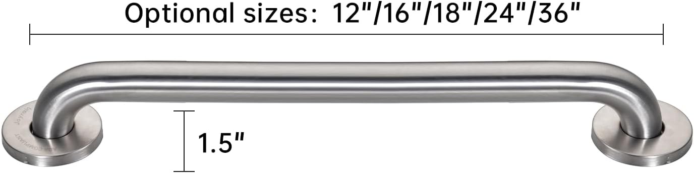Joyrain 16-inch Bathroom Safety Grab Bar - 500lb Weight Capacity ADA Certified Anti-Slip Handle for Shower/Tub/Toilet, Elderly & Disabled Assist (Brushed Stainless Steel, 18 inch)