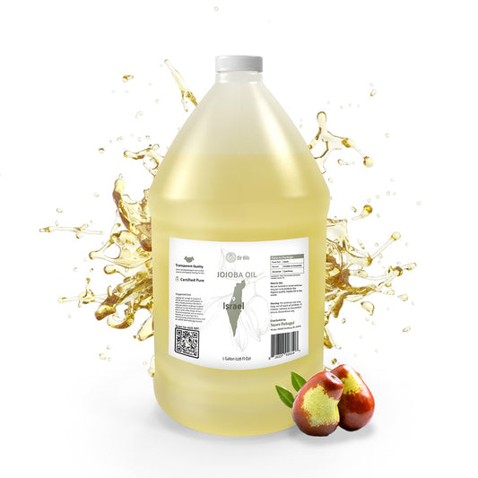 Jojoba Oil - Direct from EIR Oils' Farm in Israel - 100% Pure Carrier Oil for Hair, Face, and Skin - Hand-Picked, Cold-Pressed Carrier Oil (1 Gallon)