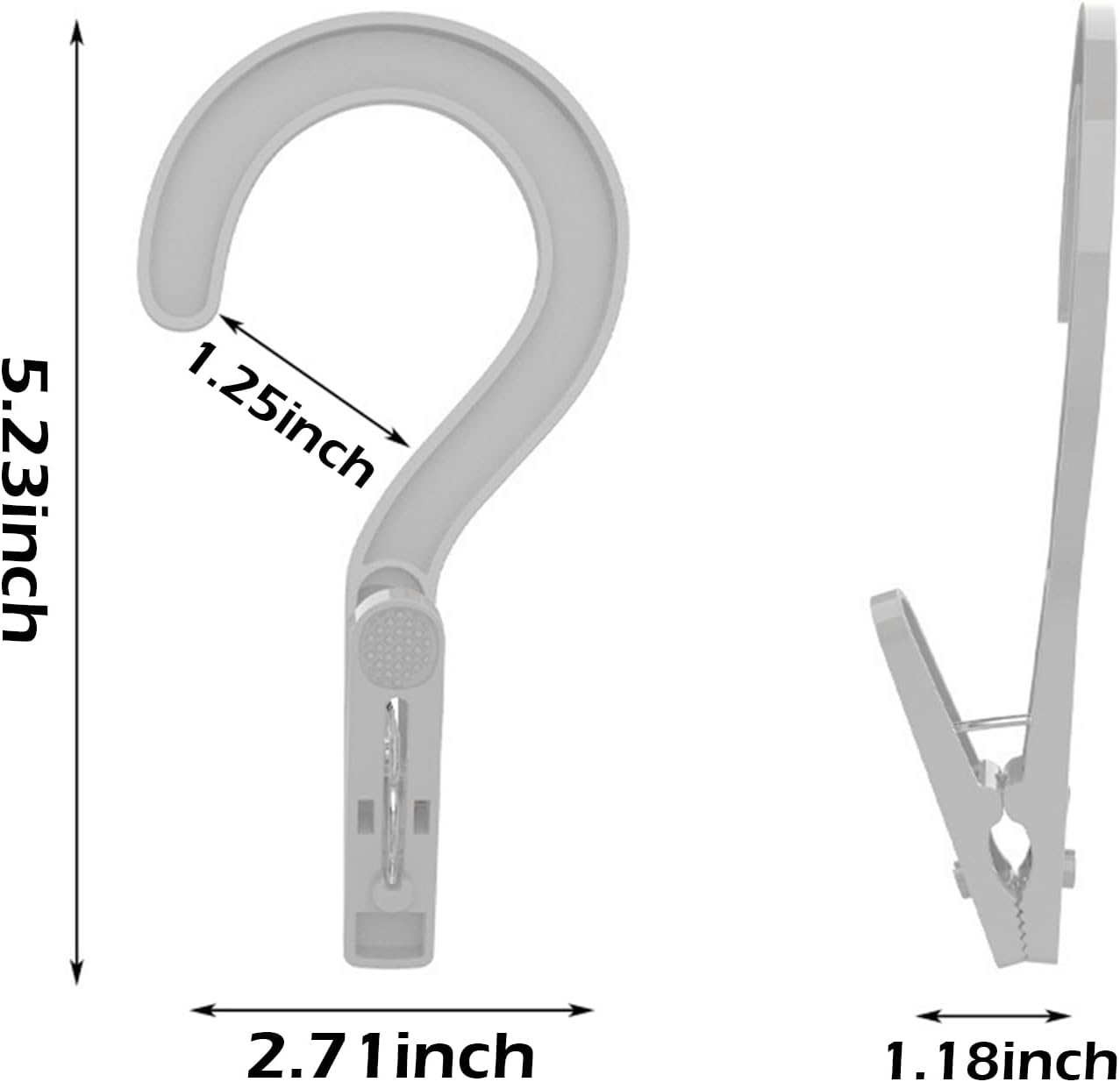 12pcs Laundry Hooks with Clips Plastic Hanger Closet Organize Clothes Hangers Pins Super Strong Hanger Clips for Bathroom Travel Portable,White