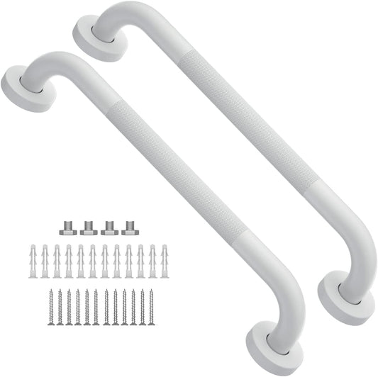 16 Inch Anti Slip Shower Grab Bar Oil Rubbed White, Munzong Bathroom Grab Bar, Knurled Bathroom Balance Bar,Safety Hand Rail Support Handicap Elderly Injury Senior Assist Bath Handle
