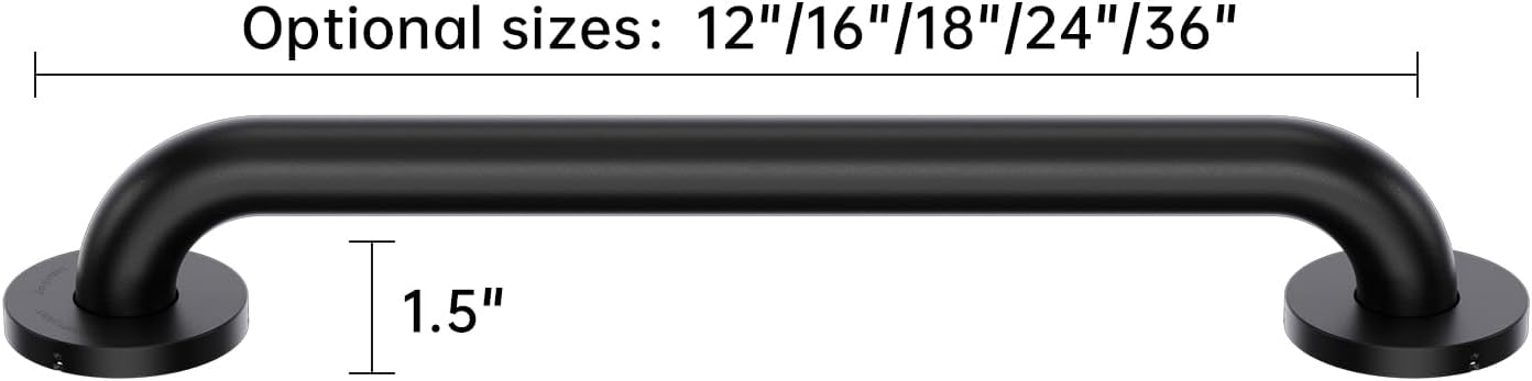 Joyrain 16-inch Bathroom Safety Grab Bar - 500lb Weight Capacity ADA Certified Anti-Slip Handle for Shower/Tub/Toilet, Elderly & Disabled Assist (Matte Black, 18 inch)