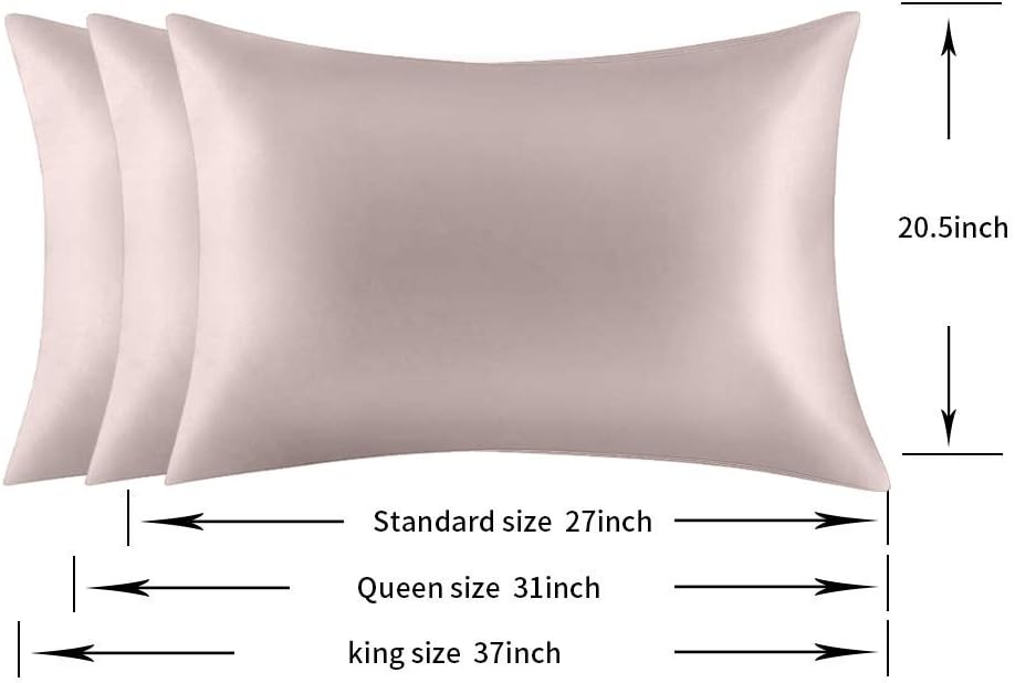 100% Mulberry Silk Pillowcases Set of 2 for Hair and Skin and Super Soft and Breathable Standard Size Nature Silk Pillowcases (Standard, Apricot Gray)