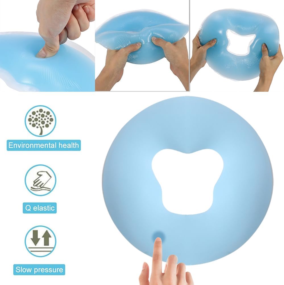 Silicone Face Massage Pillow,SPA Beauty Face Relax Headrest,Salon Skin Care Soft Overlay Travel Head Support,Bule