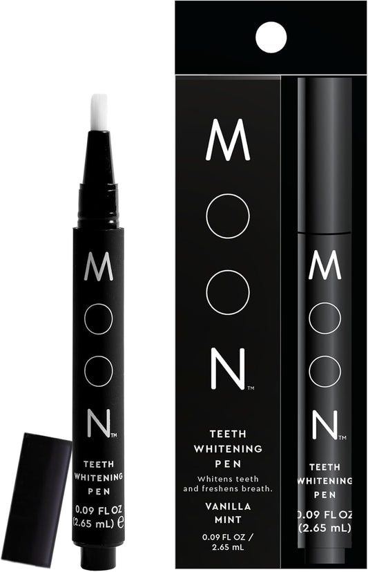 MOON Teeth Whitening Pen - Gentle on Sensitive Teeth, Whitens with Antioxidants & Essential Oils - Vegan Whitening Gel in an Easy Applicator - Vanilla Mint