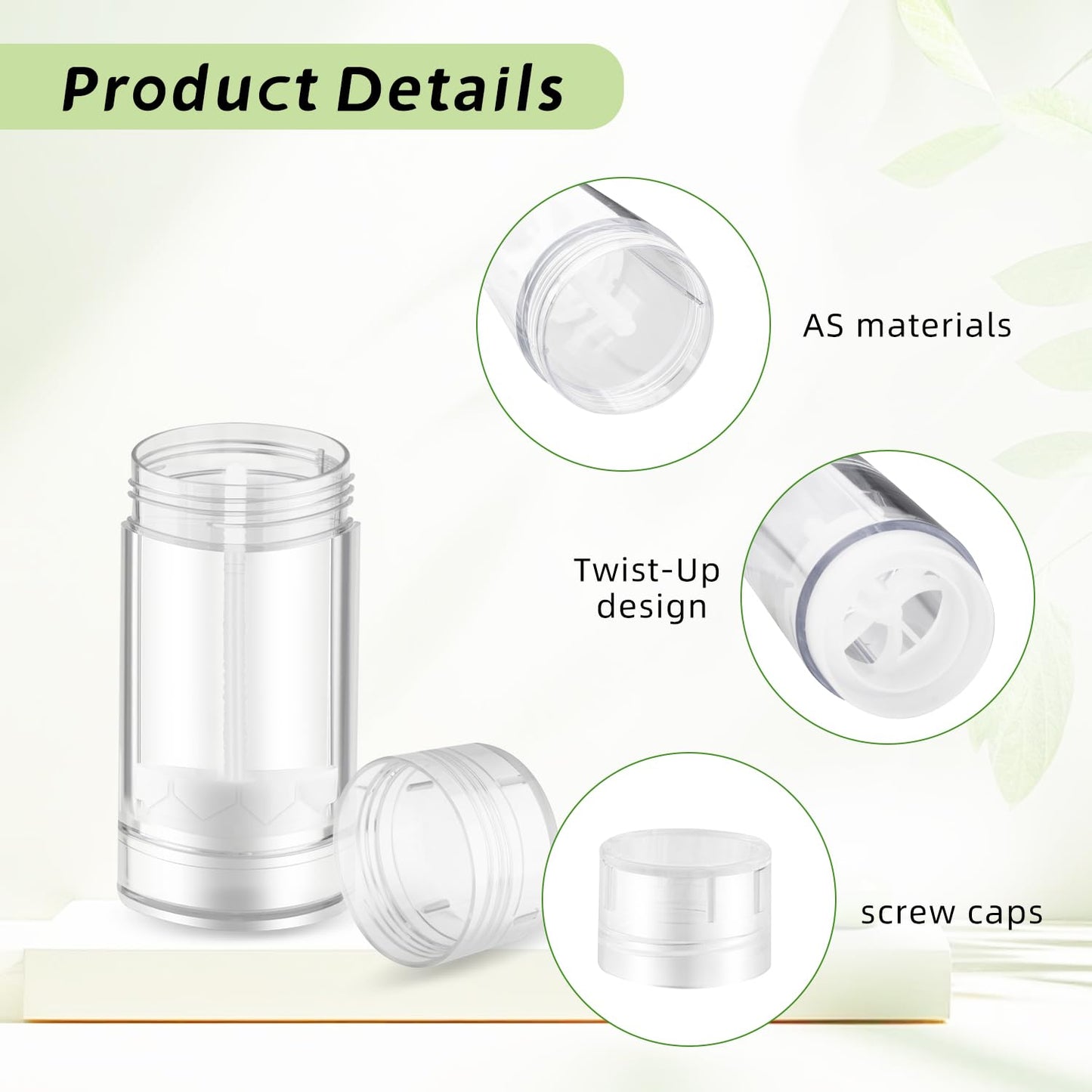 10 Pcs Empty Deodorant Containers Bottom Fill Deodorant Bottles Refillable DIY Deodorant Tubes Lip Balm Tubes (clear, 15ml/0.5oz)