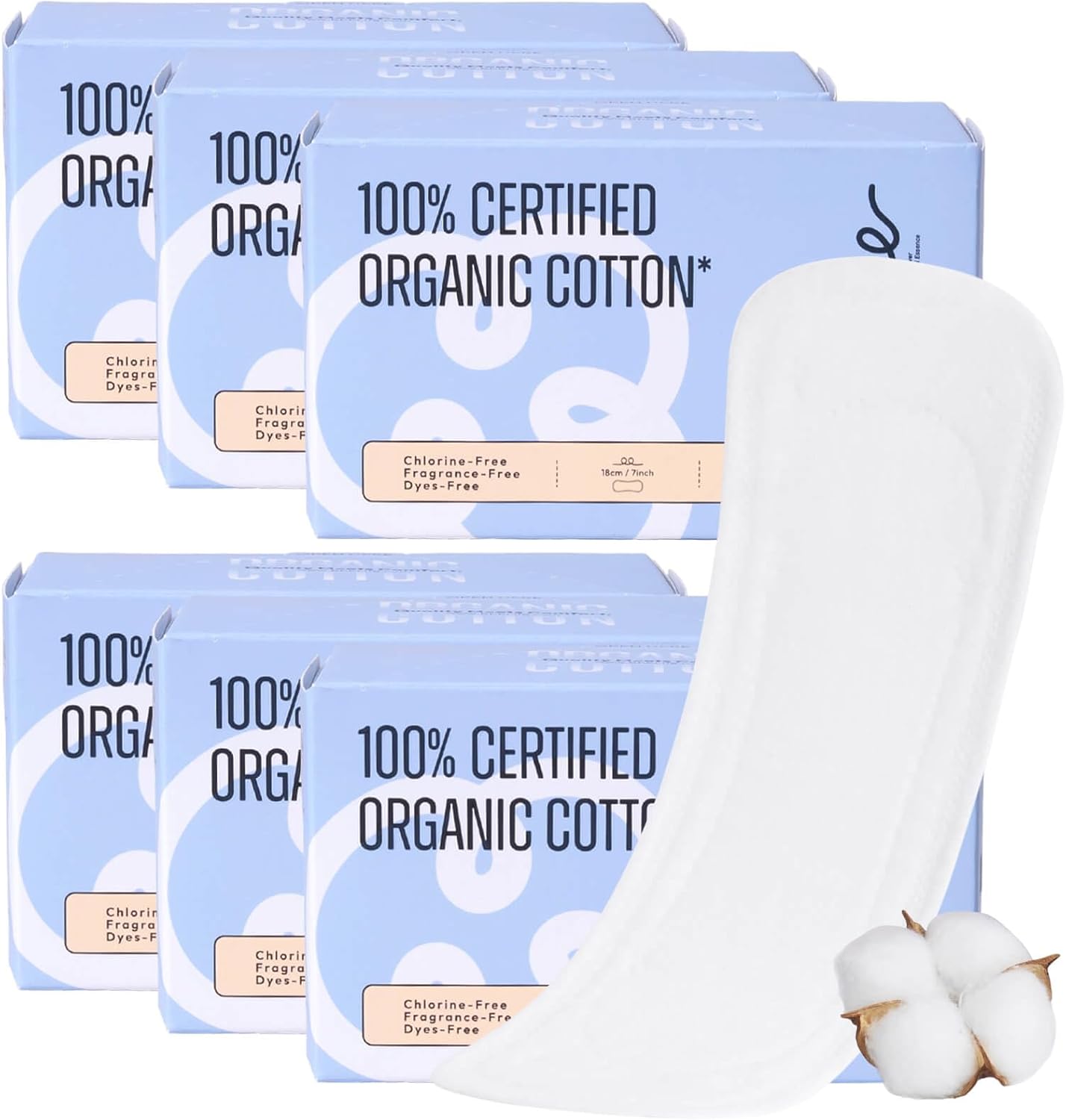 100% Organic Long Panty Liners for Women long-192ct, Ultra Thin Cotton Cover, Long Pantiliners, Light Absorbency, Unscented Barely There Pantie Liners (Long Liner, Size 2, 192ct)