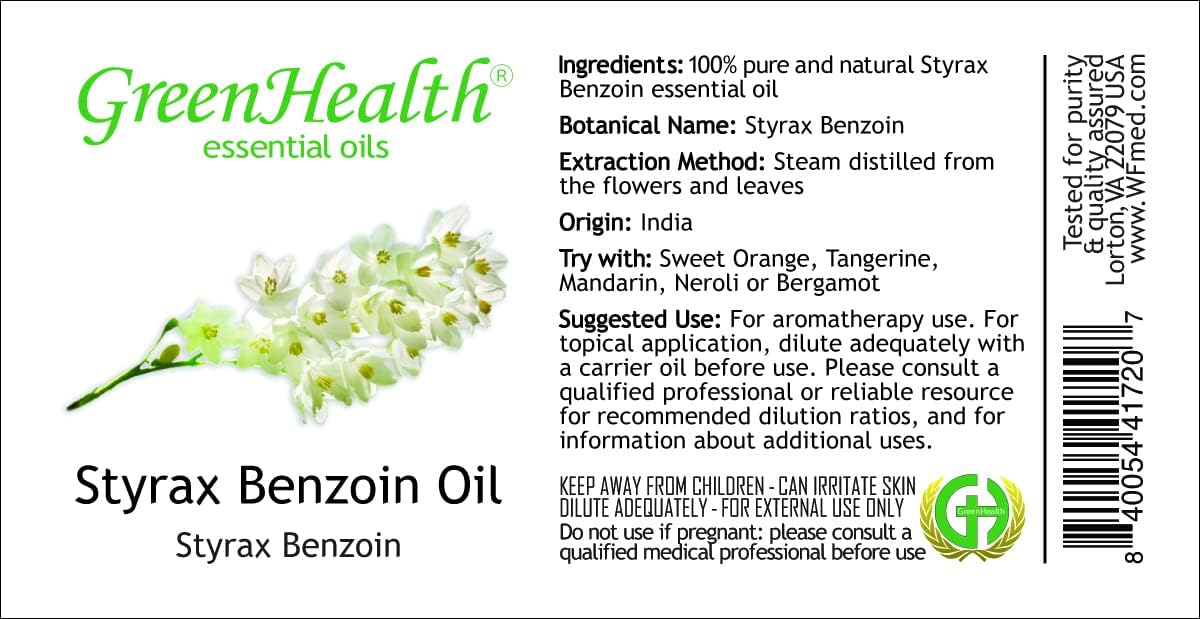 16 fl oz - Styrax Benzoin Oil (100% Pure & Uncut), Aluminum Bottle - GreenHealth