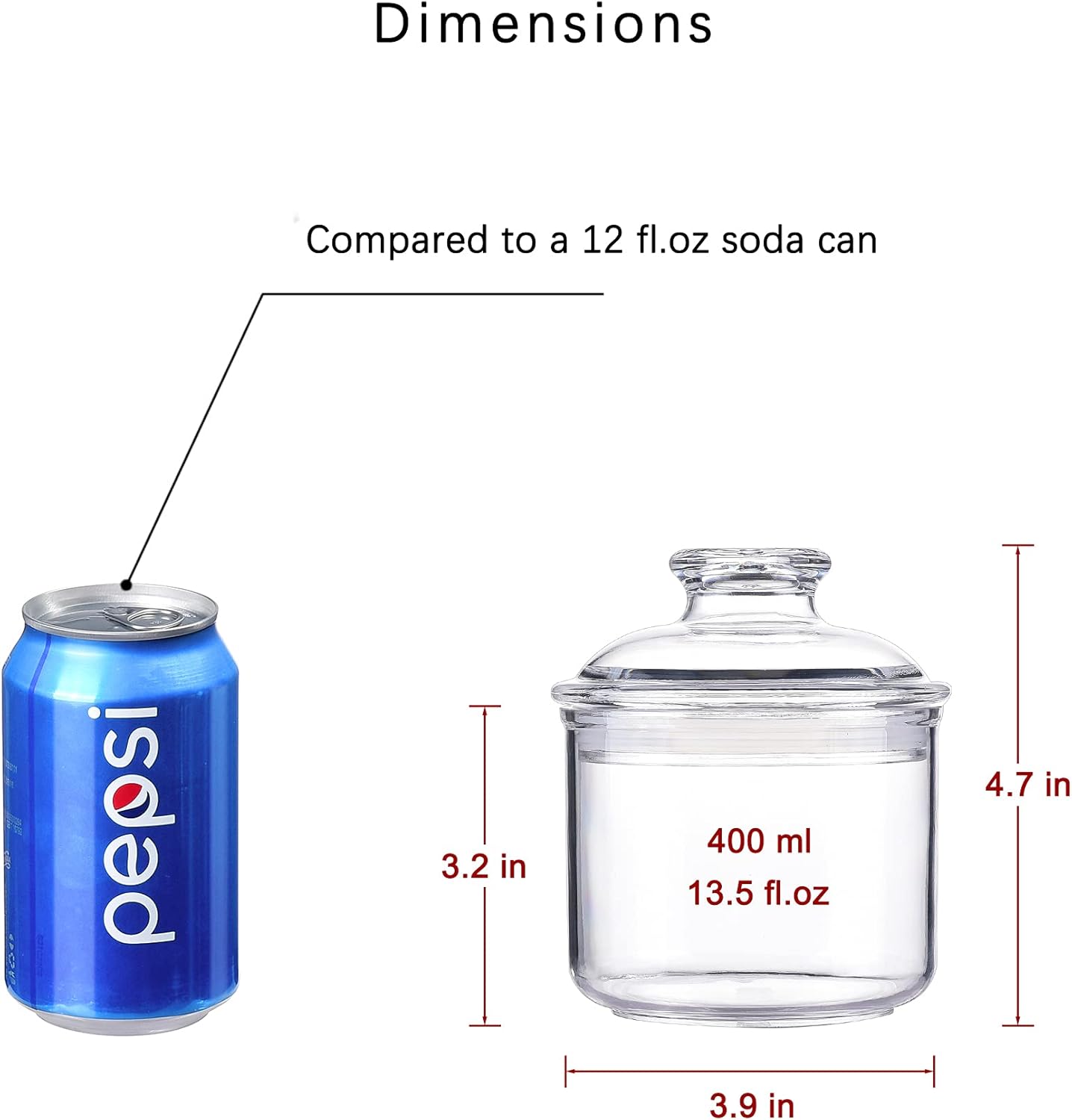 13.5oz Small Acrylic Storage Jar, Airtight Lid with Silicone Sealing Ring, Ideal Canister Container for Sugar, Tea, Spices, Herbs, Shells, Bath Salt, Christmas Decorative Apothecary Jars