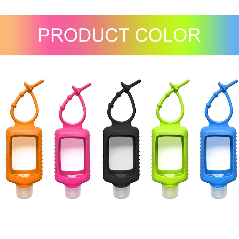 15 PCS Hand Sanitizer Holder, 60ml/2oz Travel Bottles with Keychain Silicone Sleeve, Empty Leakproof Squeeze Containers with Flip Cap, Portable Refillable Keychain Bottles for Sanitizer, Toiletries