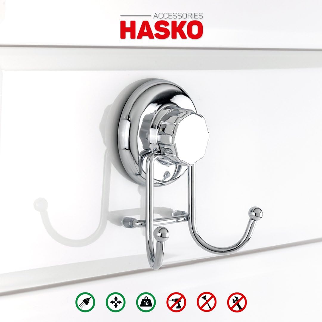 Powerful Vacuum Suction Cup Hooks Holder for Towel, Robe and Loofah - Stainless Steel Hook for Bathroom and Kitchen (Chrome)