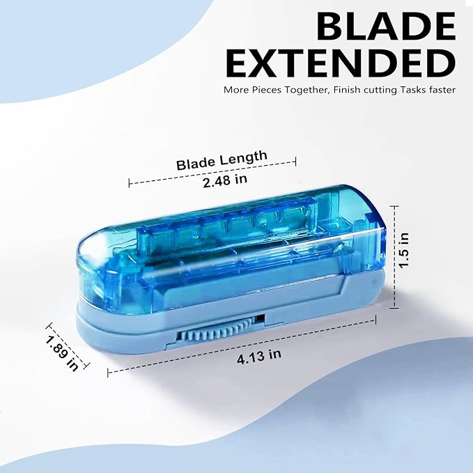 JohnBee Pill Cutter Splitter for Small and Tiny Pills. Adjustable Pill Splitter Accurately Cuts Multiple Pills at Once. Sharp Blade with Safety Guard. Non-Slip Silicone Edge (Dark Blue)