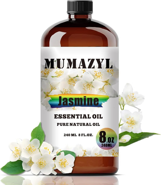 Jasmine Essential Oil, Jasmine Oil 8 Fl Oz 240ML for Diffuser Humidifier Yoga Cleaning DIY Candle Soap Making Essential Oils