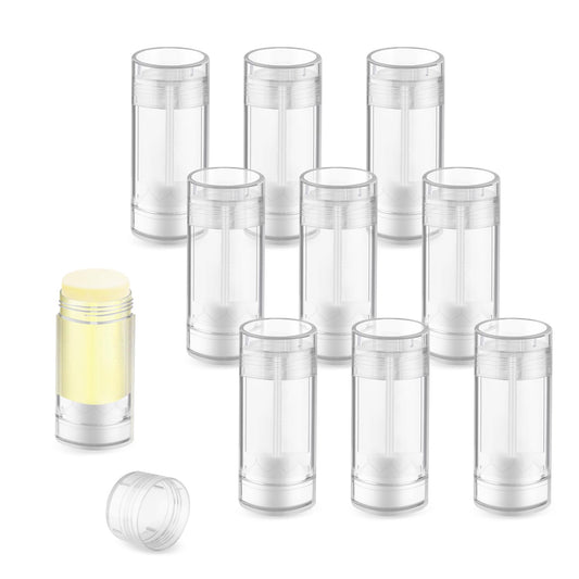 10 Pcs Empty Deodorant Containers Bottom Fill Deodorant Bottles Refillable DIY Deodorant Tubes Lip Balm Tubes (clear, 15ml/0.5oz)
