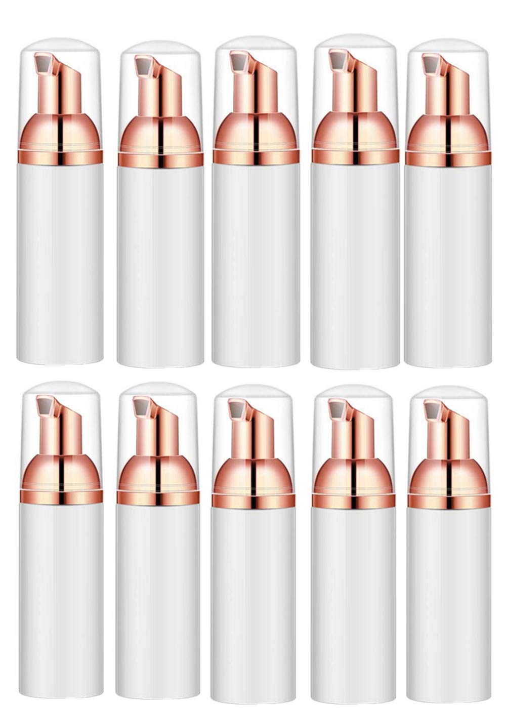10 Pcs Rose Gold Foaming Pump Bottles Plastic Mini Foam Sispensing Refill Bottle Soap Dispenser for Cleaning, Travel, Cosmetics Packaging 60ml