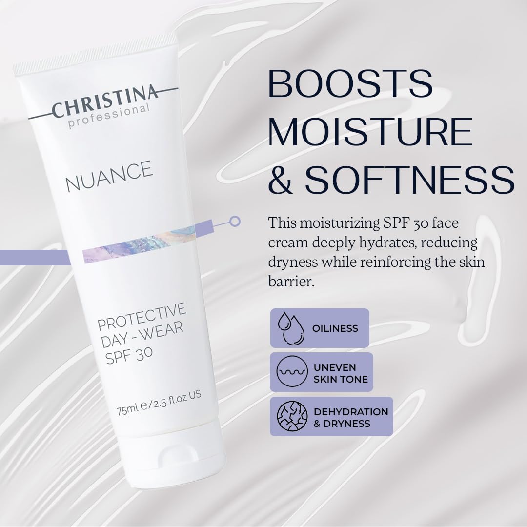 -CHRISTINA- Protective Day Cream SPF 30 - Hydrating Face Moisturizer - Anti-Pollution & Skin Barrier Support - Hyaluronic Acid & Peptides - Daily Skincare for Women - Lightweight Sunscreen - 75 ml