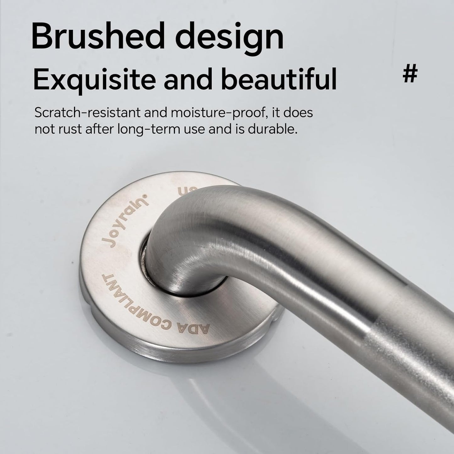 Joyrain 16-inch Bathroom Safety Grab Bar - 500lb Weight Capacity ADA Certified Anti-Slip Handle for Shower/Tub/Toilet, Elderly & Disabled Assist (Peened, 18 inch)