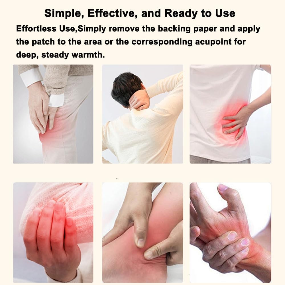 100 Count Ginger Self-Heating Patches | Long-Lasting Comfort for Back, Neck, Shoulders, Knees & Joints | 8-Hour Herbal Warming Pads (12x8cm)