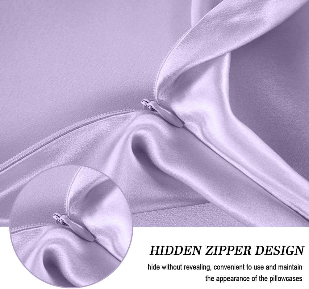 100% Mulberry Silk Pillowcases Set of 2 for Hair and Skin and Super Soft and Breathable Queen Size Nature Silk Pillowcases (Queen, Light Purple)