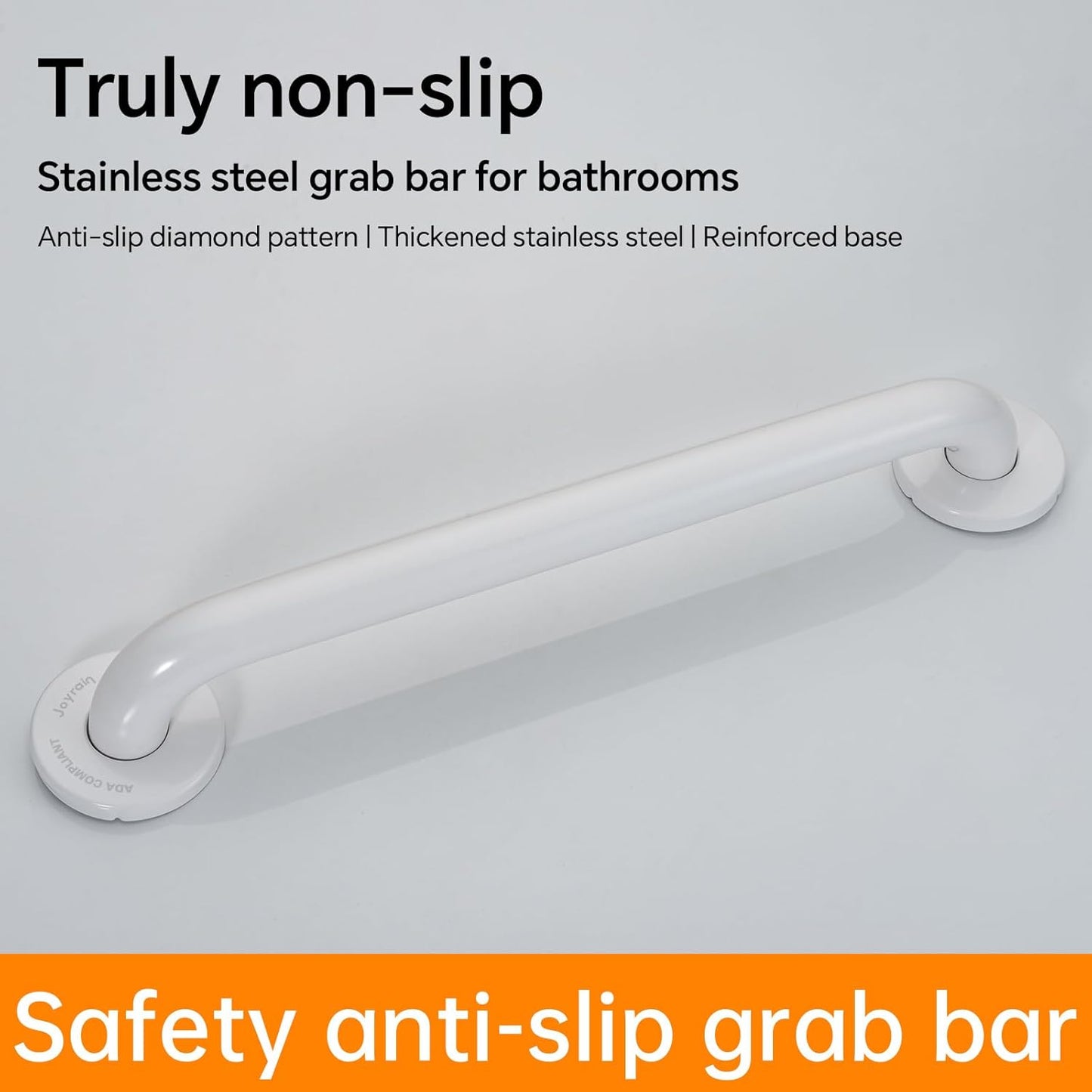Joyrain 16-inch Bathroom Safety Grab Bar - 500lb Weight Capacity ADA Certified Anti-Slip Handle for Shower/Tub/Toilet, Elderly & Disabled Assist (White, 16 inch)