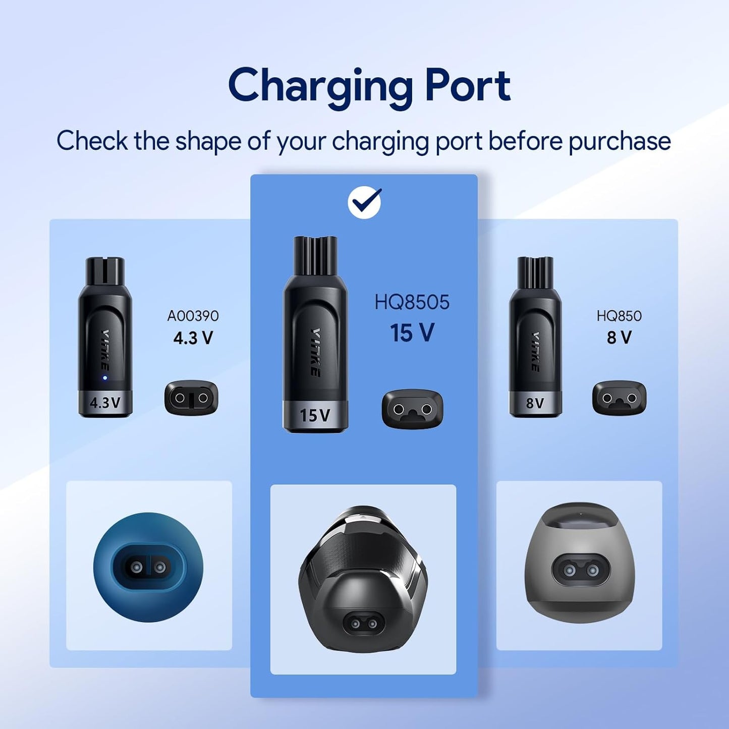 15V HQ8505 Type-C Shaver Adapter Charging Converter for Philips Norelco 7700/7500/7400 3500/5300 Series, OneBlade QP6520 QP6530 QP6510, USB-C Shaver Charger Converter without Charger Cord (1 PC)