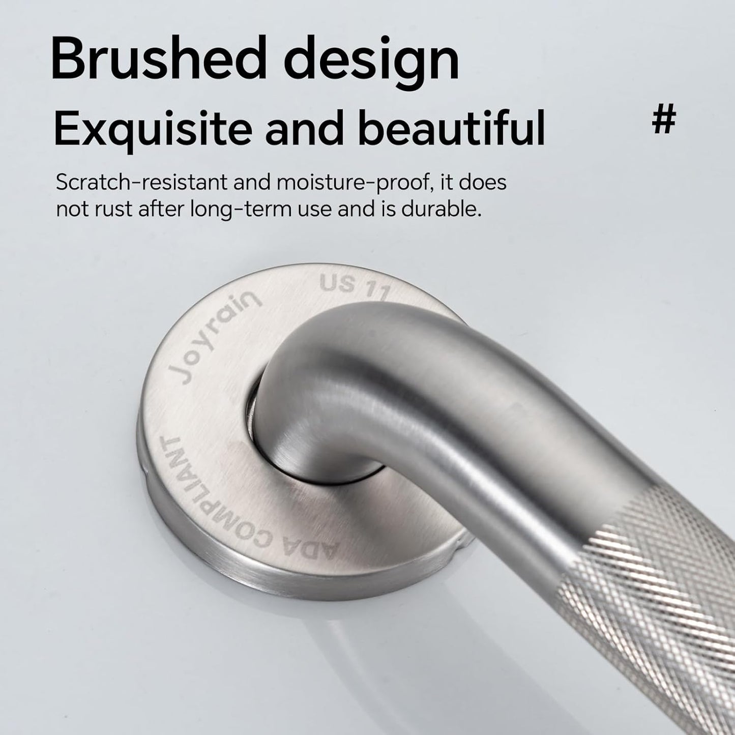 Joyrain 16-inch Bathroom Safety Grab Bar - 500lb Weight Capacity ADA Certified Anti-Slip Handle for Shower/Tub/Toilet, Elderly & Disabled Assist (Knurling, 16 inch)