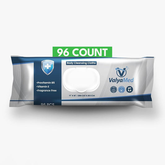XL Body Wipes for Adults and Elderly - Alcohol-Free Incontinence Wipes, Paraben-Free, Fragrance-Free, With Vitamin E and Provitamin B5 - 11'' x 8'' (96 Count - Single Pack)