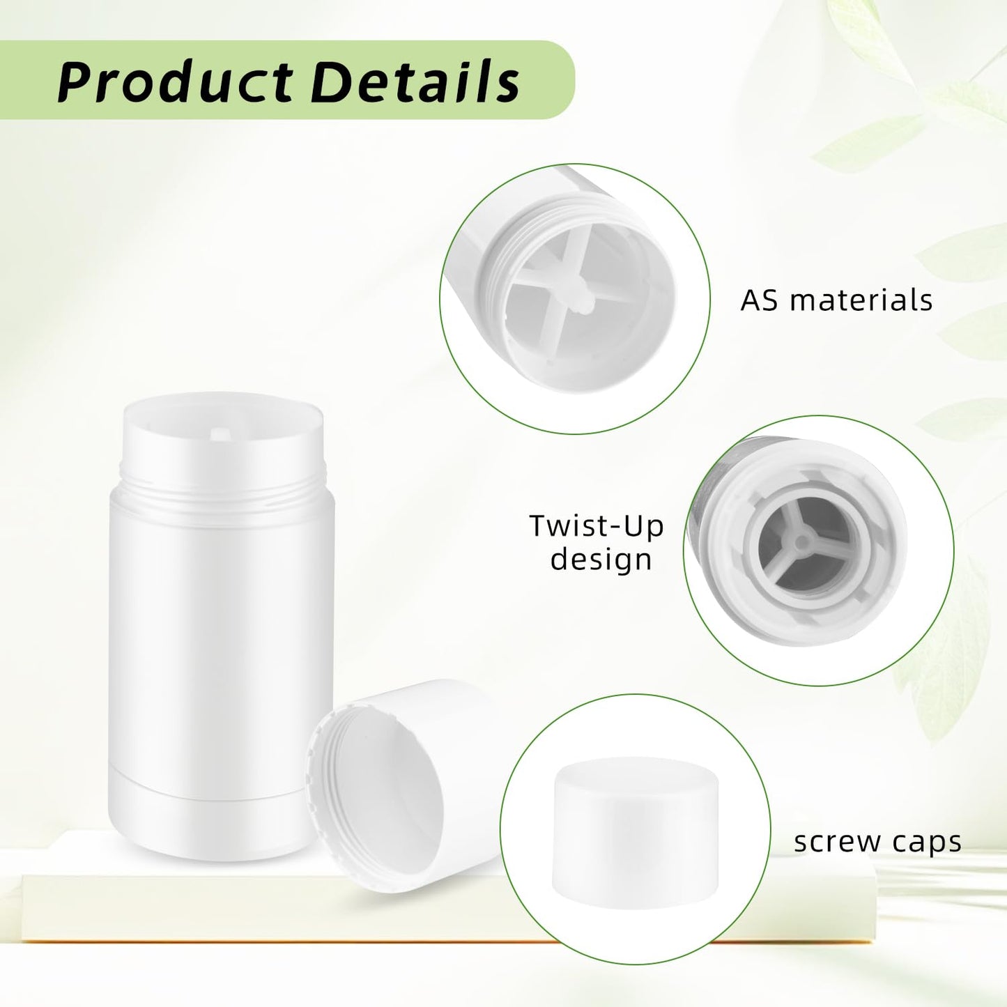 10 Pcs Empty Containers Bottom Fill Deodorant Bottles Refillable DIY Tubes Lip Balm Tubes (White, 15ml/0.5oz)
