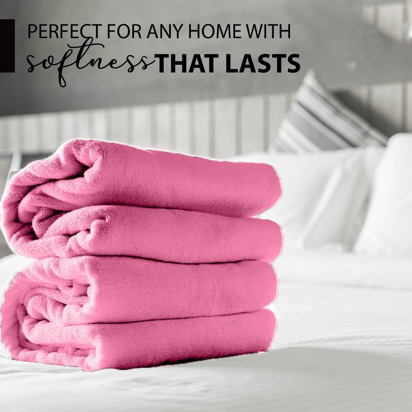 100% Cotton Bath Towels, 24x48 Pack of 6 Towels, Quick Dry, Highly Absorbent, Soft Feel Towel, Gym, Spa, Bathroom, Shower, Pool, Luxury Soft Towels (Pink, 24x48-6 Pack)