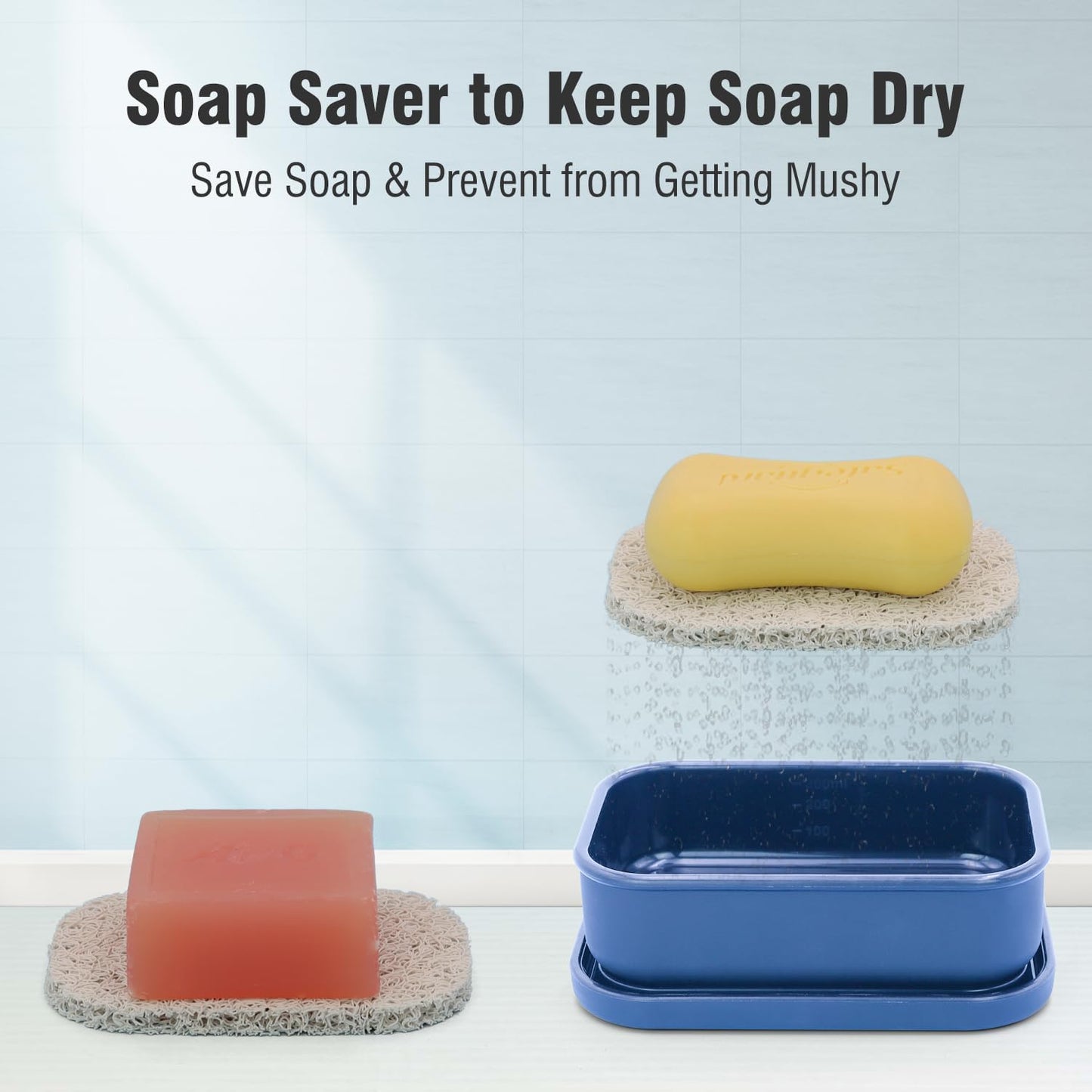 Enhanced Leak Proof Travel Soap Case, AIMAIAIMAI Silicone Soap Container with Draining Layer, Portable Bar Soap Holder for Bathroom, Camping, Gym, Easy to Clean (Blue)