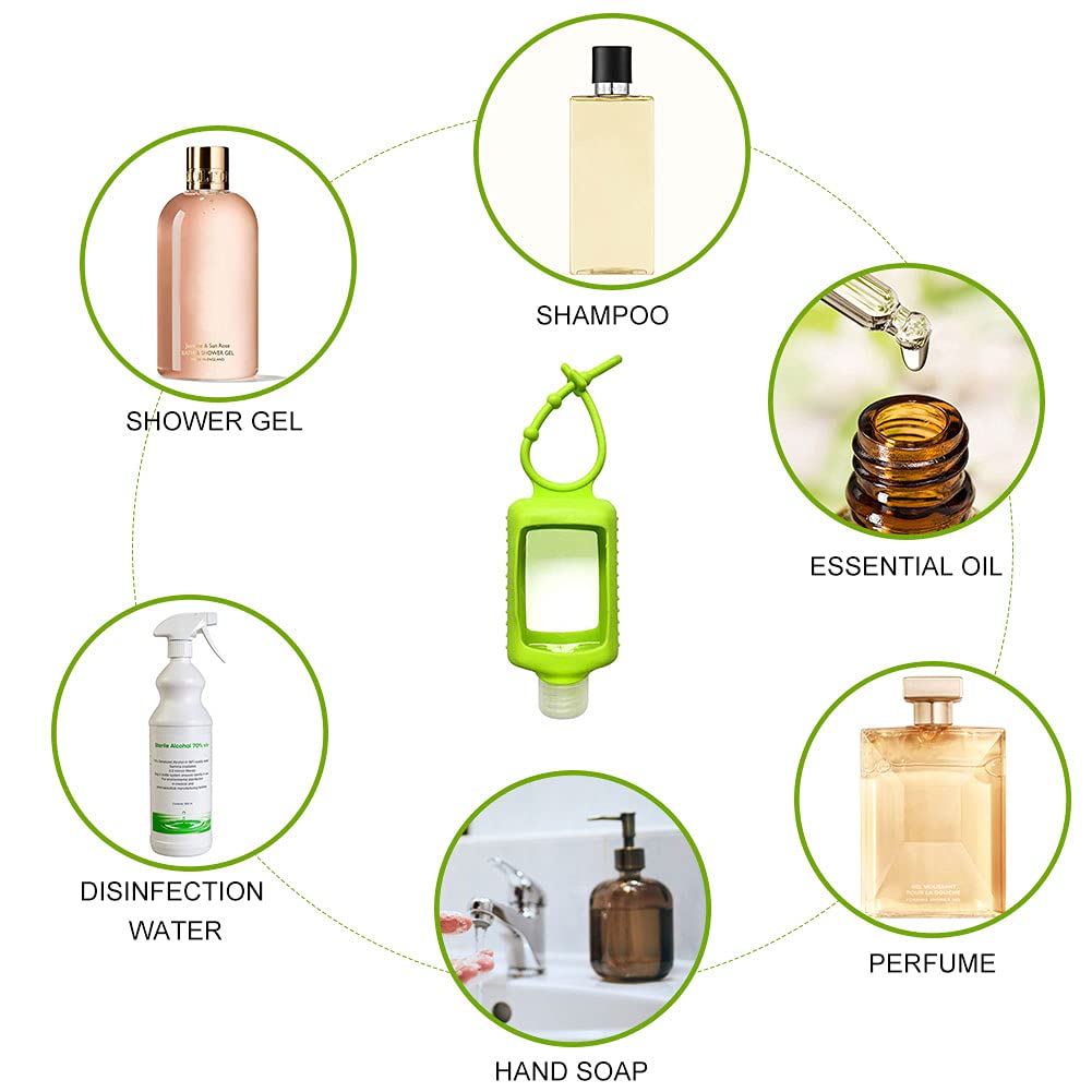 15 PCS Hand Sanitizer Holder, 60ml/2oz Travel Bottles with Keychain Silicone Sleeve, Empty Leakproof Squeeze Containers with Flip Cap, Portable Refillable Keychain Bottles for Sanitizer, Toiletries