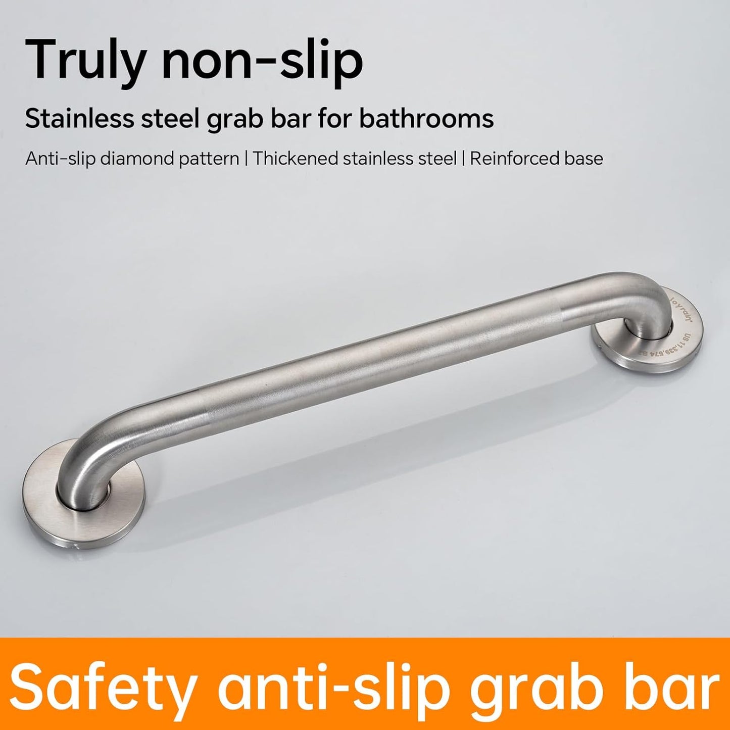 Joyrain 16-inch Bathroom Safety Grab Bar - 500lb Weight Capacity ADA Certified Anti-Slip Handle for Shower/Tub/Toilet, Elderly & Disabled Assist (Peened, 24 inch)