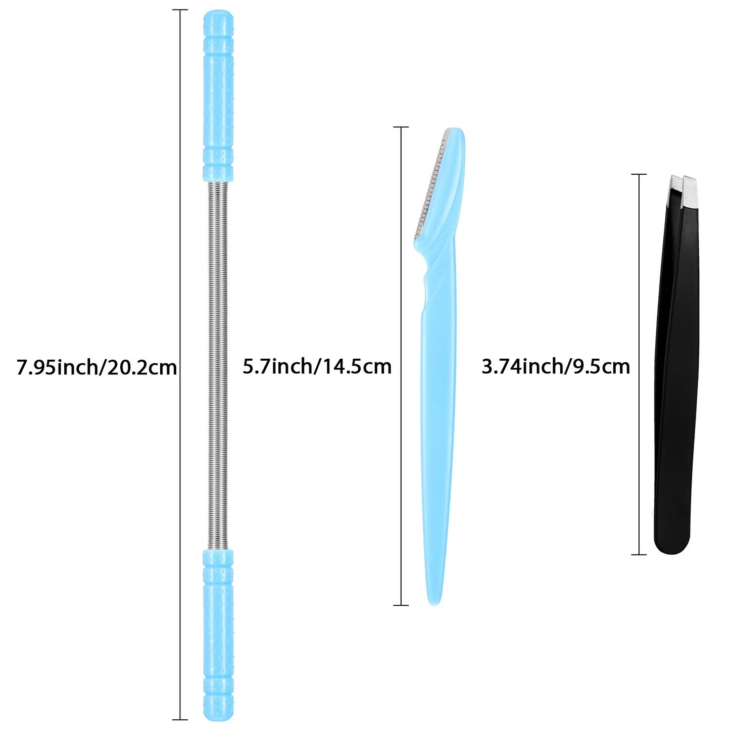 14 Pieces Facial Hair Remover Spring Epilator Set Eyebrow Razors Beveled Tweezers Removes Hairs Women Face Threading Tool(Color A)