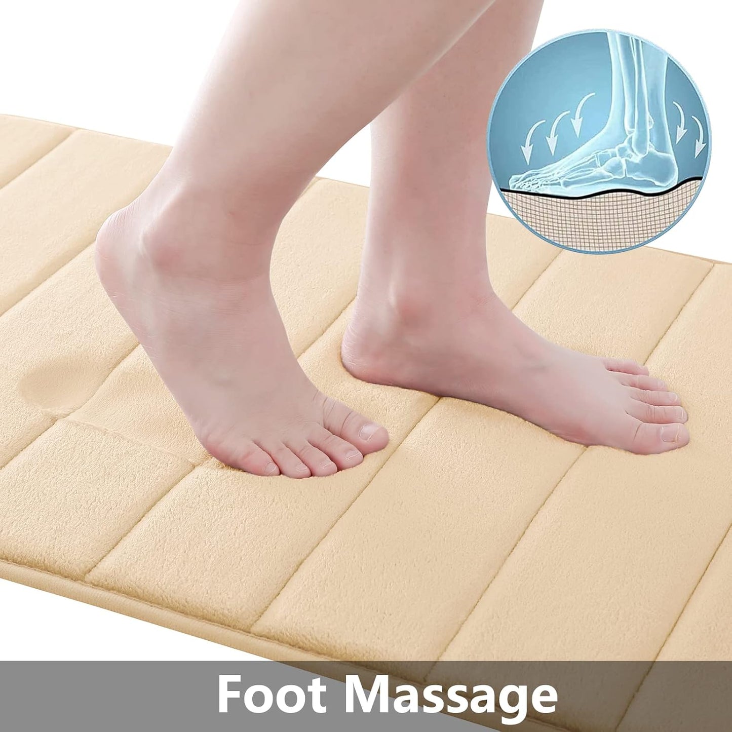 Buganda Memory Foam Bath Mat, 47" x 24", Ultra Soft and Non-Slip Bathroom Rugs, Water Absorbent and Machine Washable Bath Rug Runner for Bathroom, Shower, and Tub, Gold