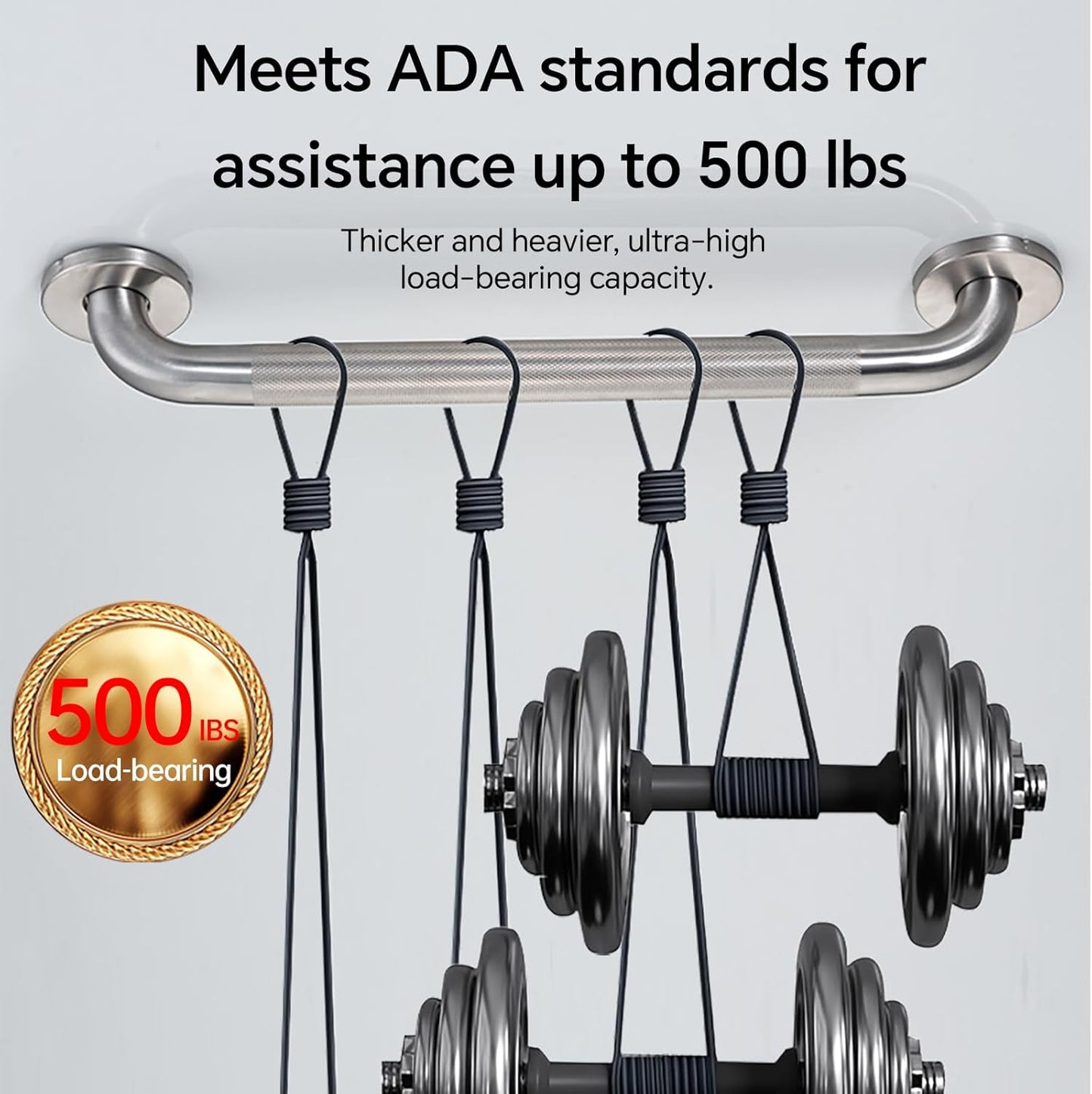 Joyrain 16-inch Bathroom Safety Grab Bar - 500lb Weight Capacity ADA Certified Anti-Slip Handle for Shower/Tub/Toilet, Elderly & Disabled Assist (Knurling, 18 inch)