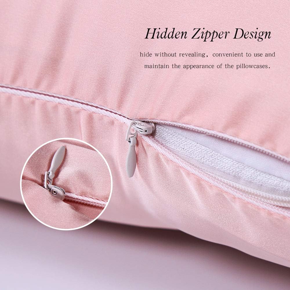 100% Mulberry Silk Pillowcases Set of 2 for Hair and Skin and Super Soft and Breathable Queen Size Nature Silk Pillowcases (Queen, Pink)