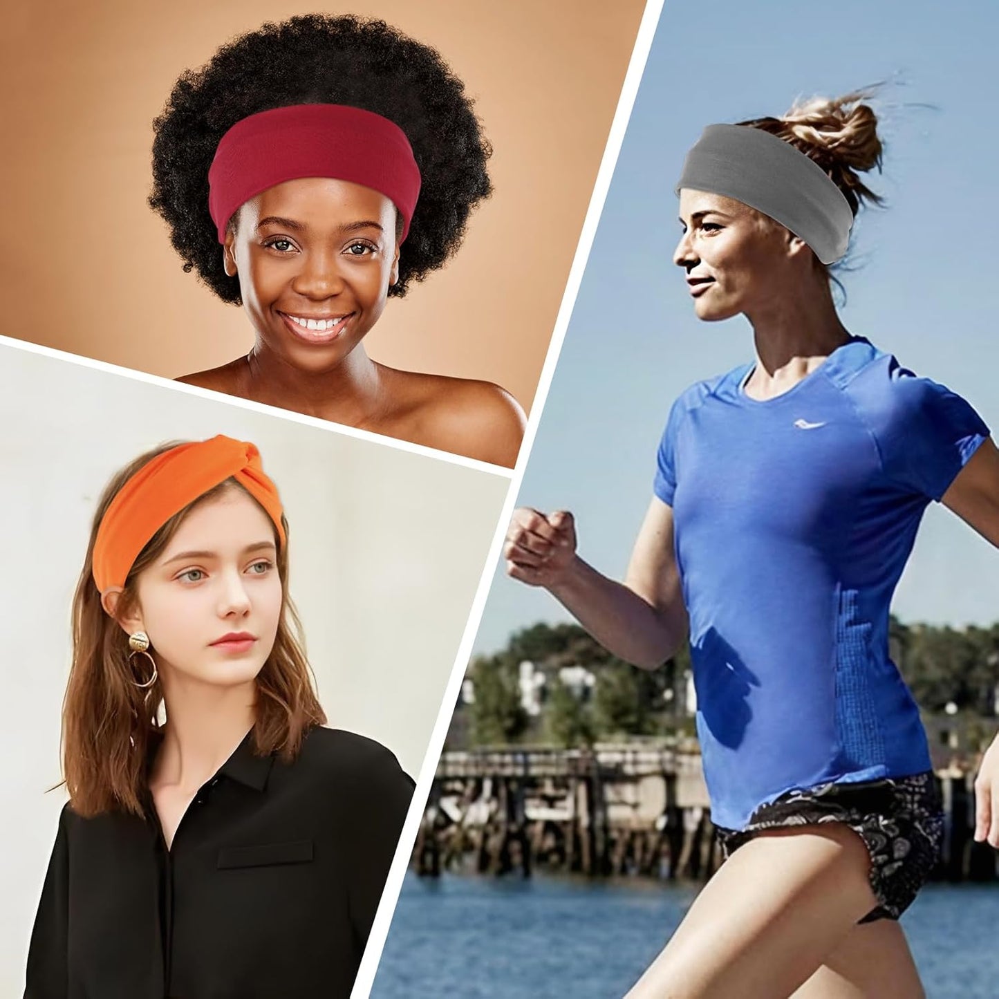 12-Pack Wide Stretch Headbands for Women - Non-Slip Extra Wide Turban Hair Bands for Workout, African Style, Sports & Daily Use (Breathable, All-Day Comfort) Color1 (Color2)