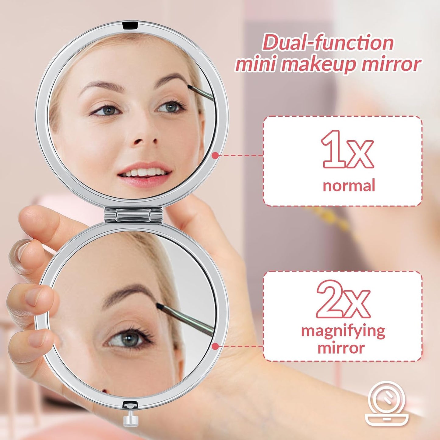 Personalized Compact Mirror – Custom Pocket Mirror with Name, Monogram Travel Purse Mirror for Women, Bridal Shower Favors & Bridesmaid Gifts, Portable Makeup Accessory (Initials)